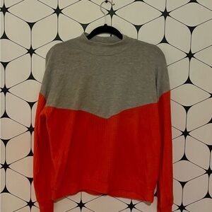 Evereve Gray and Orange Women's Turtleneck Sweater